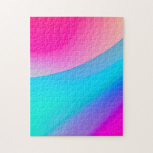 Blue pink ombre watercolor abstract pastel jigsaw puzzle
