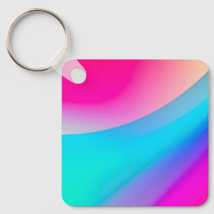 Blue pink ombre watercolor abstract pastel  key ring