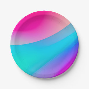 Blue pink ombre watercolor abstract pastel paper plate