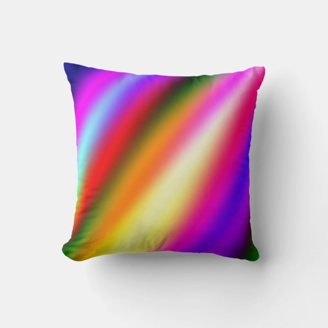 Blue pink ombre watercolor abstract pastel rainbow cushion (Front)