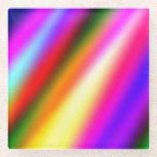 Blue pink ombre watercolor abstract pastel rainbow glass coaster