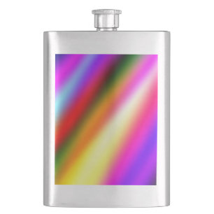 Blue pink ombre watercolor abstract pastel rainbow hip flask