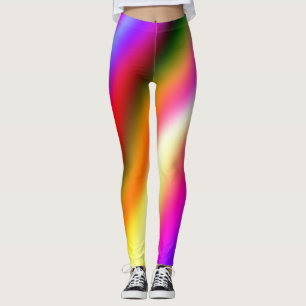 Blue pink ombre watercolor abstract pastel rainbow leggings