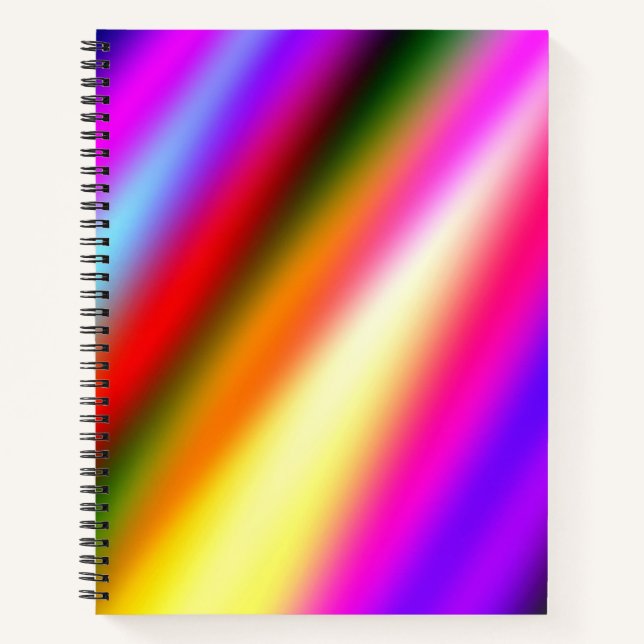 Blue pink ombre watercolor abstract pastel rainbow notebook (Front)