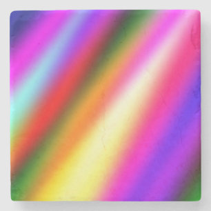 Blue pink ombre watercolor abstract pastel rainbow stone coaster