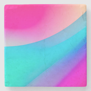 Blue pink ombre watercolor abstract pastel stone coaster