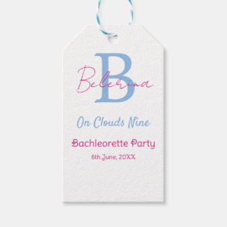 blue pink on clouds nine monogram bachelorette par gift tags
