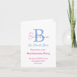 blue pink on clouds nine monogram bachelorette par invitation
