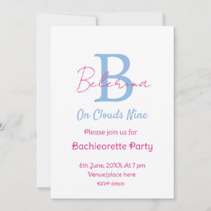 blue pink on clouds nine monogram bachelorette par invitation