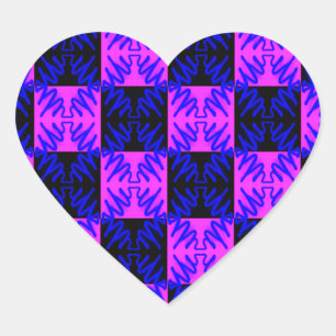 Blue Pink Optical Neon Design Illusion Pattern Heart Sticker