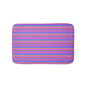 Blue Pink Orange Lined Bath Mat