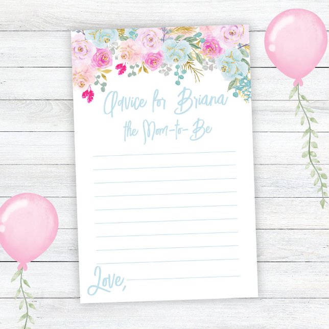 Blue Pink Peach Floral Boy Baby Shower Game Advice (Creator Uploaded)