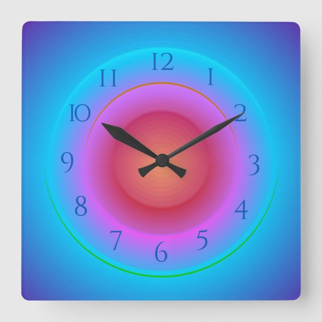 Blue Pink Peach With Aqua Glow Effect Square Wall Clock (Front)
