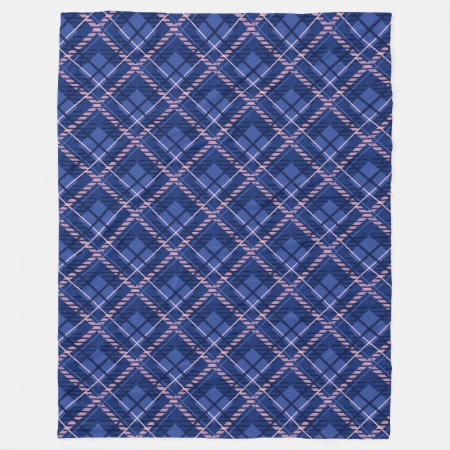 Blue & Pink Plaid Fleece Blanket (Front)