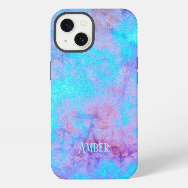 Blue Pink Purple Abstract Pattern Personalised iPhone Case (Back)