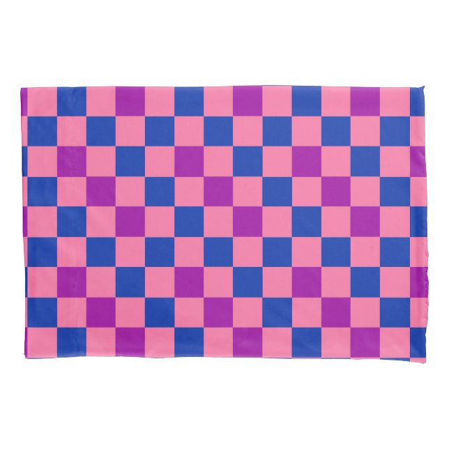 Blue Pink Purple Checkered Pattern Design  Pillowcase (Front)