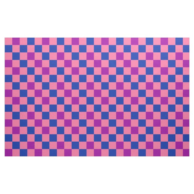 Blue Pink Purple Chequered Pattern Design  Fabric (Fat Quarter)