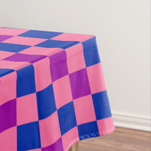 Blue Pink Purple Chequered Pattern Design  Tablecloth