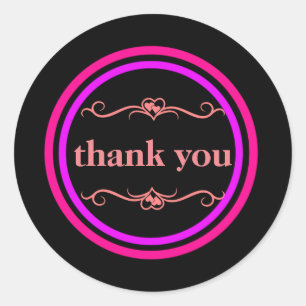 Blue Pink Purple Circle Thank You Classic Round Sticker