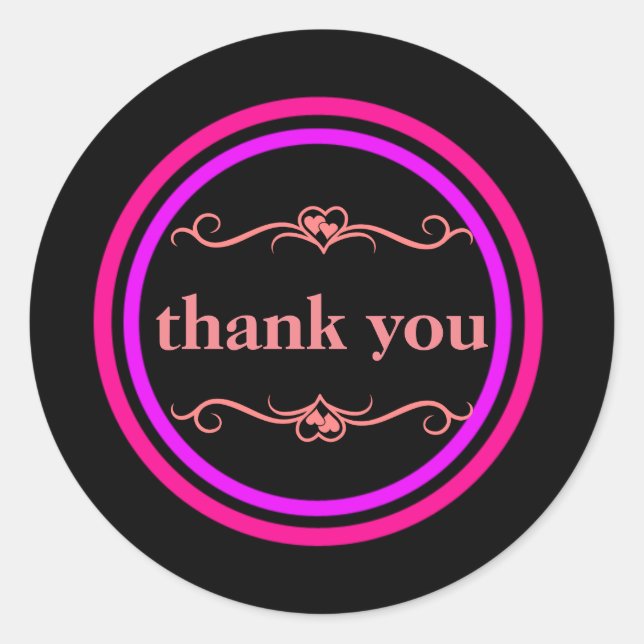 Blue Pink Purple Circle Thank You Classic Round Sticker (Front)