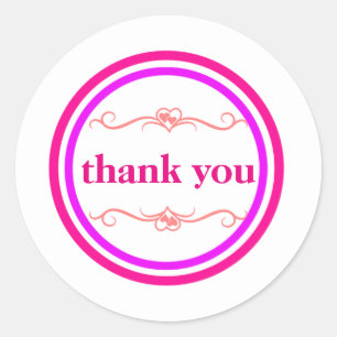 Blue Pink Purple Circle Thank You Classic Round Sticker