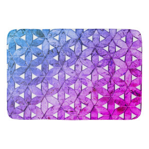 Blue pink purple flower of life, scared geometry  bath mat