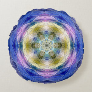 Blue Pink purple Green flower star Round Cushion