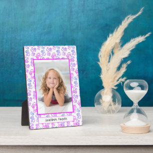 Blue Pink Purple Linked Hearts Framed Custom Photo Plaque