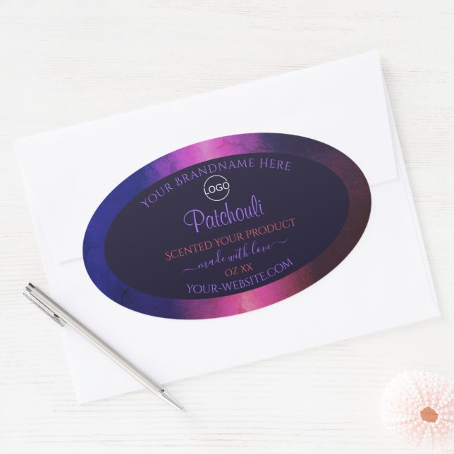 Blue Pink Purple Marble Modern Product Labels Logo (Envelope)