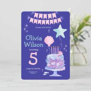 Blue Pink Purple Minimalist Birthday Party  Invitation