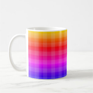 Blue pink purple red orange yellow plaid pattern coffee mug