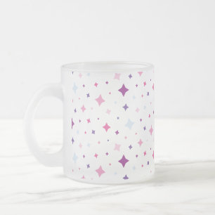 Blue Pink Purple Stars Cosmic Space Night Sky. Frosted Glass Coffee Mug