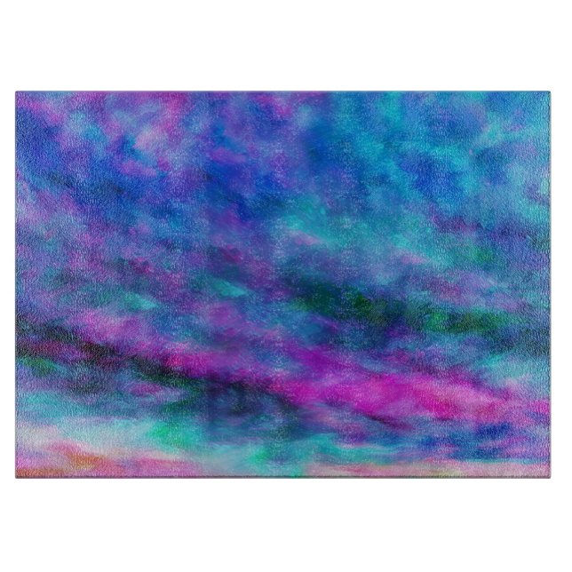 Blue Pink Purple Watercolor Art Abstract  Cutting Board (Front)