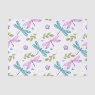 BLUE PINK PURPLE WATERCOLOR DRAGONFLIES TISSUE PAPER