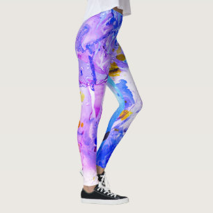 Blue Pink Purple Yellow White Modern Elegant Leggings