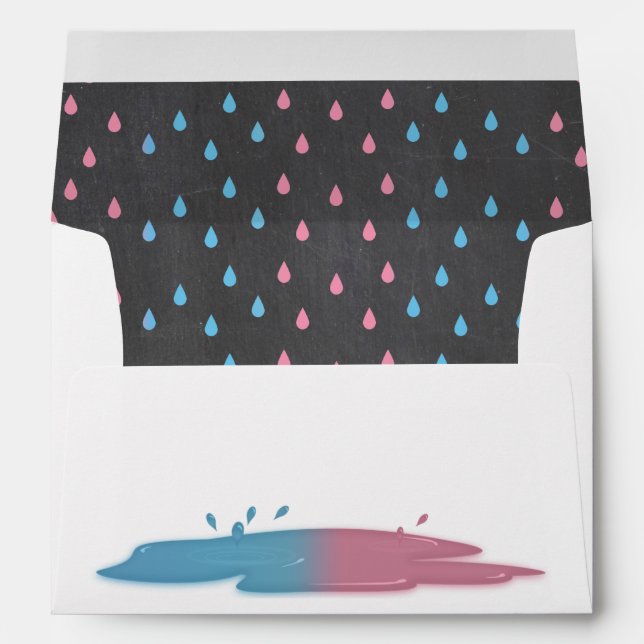 Blue Pink Raindrops Gender Reveal Envelope (Back (Bottom))