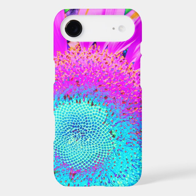 Blue pink retro funky sunflower photo Case-Mate iPhone case (Back)