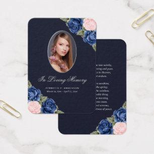 Blue Pink Silver Memorial Funeral Prayer Card