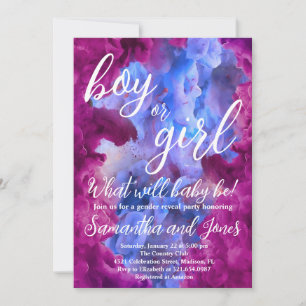 Blue Pink Smoke Gender Reveal Party Invitation