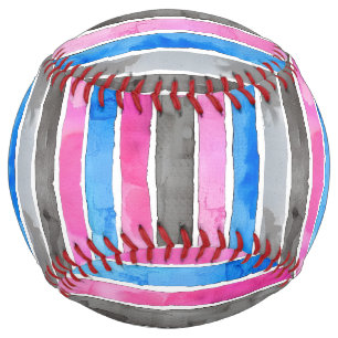Blue Pink Smoky Grey Stripes Softball