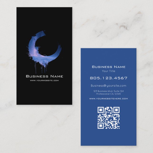 Blue & Pink Space Sky Swirl • Custom Editable Business Card (Front/Back)
