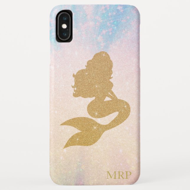 *~* Blue Pink Sparkle Gold Glitter Mermaid Case-Mate iPhone Case (Back)