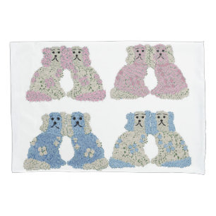 Blue Pink Staffordshire Dogs Ginger Jars Jar Pillowcase