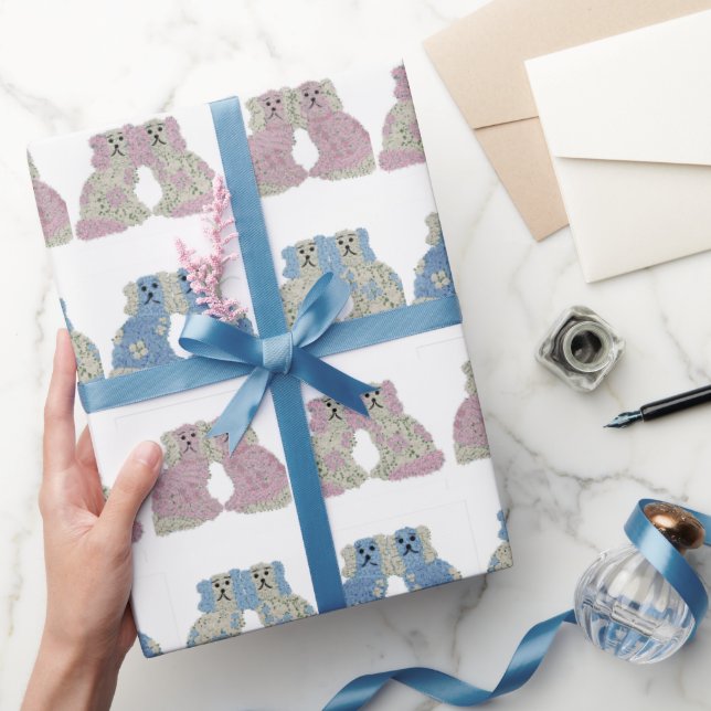  Blue Pink Staffordshire Dogs Ginger Jars Jar Wrapping Paper (Gifting)