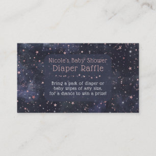 Blue & Pink Starry Baby Shower Diaper Raffle Card