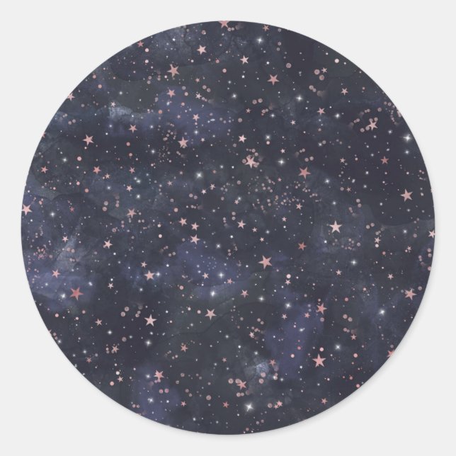 Blue & Pink Starry Night Sky Celestial Baby Shower Classic Round Sticker (Front)