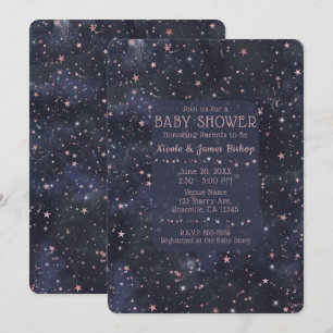 Blue & Pink Starry Night Sky Celestial Baby Shower Invitation