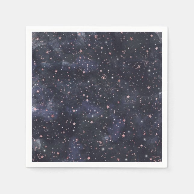 Blue & Pink Starry Night Sky Celestial Baby Shower Napkin (Front)