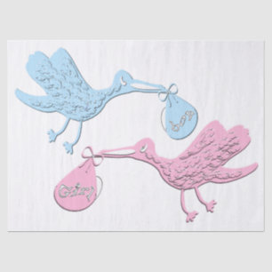 Blue Pink Storks Tissue Paper