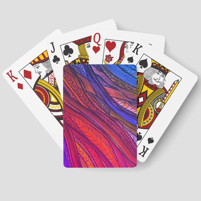 Blue Pink Strands Playing Cards (Back)